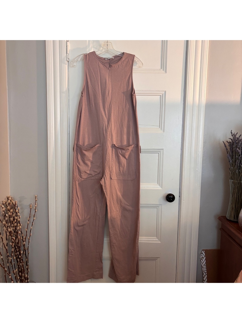 Zara Dusty Rose Sleeveless Wide Leg Jumpsuit | Size Small | Casual Minimalist